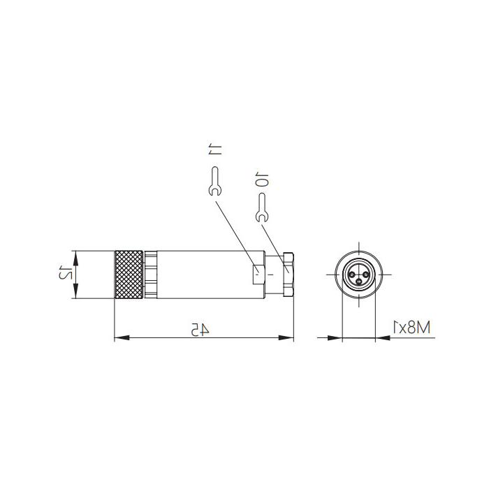 M8 3Pin, female straight, screw connection, 63F001