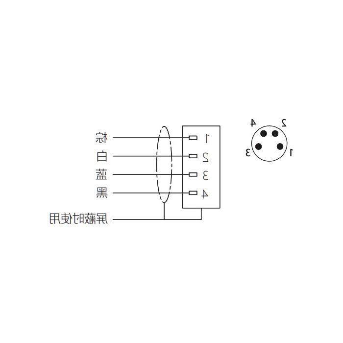 M8 4-PIN, straight male, single-end precast PUR flexible cable, shielded, black sheathed, 63S105-XXX