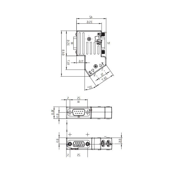 Profibus Bus plug with switchable terminal resistance, 0CE121