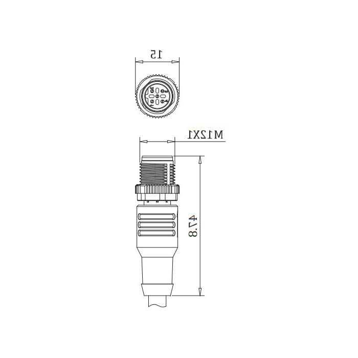 M12 5Pin male straight, B-coded, single-end precast PUR flexible cable, shielded, purple sheath, 0C4021-XXX