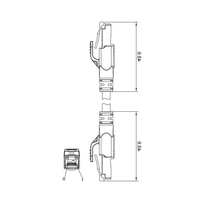 rj - 45公/ rj - 45公-双端预制PVC非软电缆，带屏蔽-茶绿护套- 0C4443-XXX